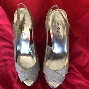 Metaphor Silver Manmade Silver Sparkling Heels 8